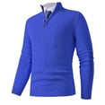 thumbnail image 1 of SYMOID Men's 100% Polyester Half Zip Sweater - Stand Collar Long Sleeve, Soft Breathable, Versatile for Casual/Office/Outdoor, Blue, Size 2XL, 1 of 7