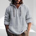 thumbnail image 1 of SYMOID Men's Hooded Button-Up Shirt - Wrinkle-Resistant Quick-Dry Polyester, Gray, Size M, Casual for Daily & Light Outdoor Use, 1 of 5