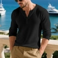 thumbnail image 1 of SYMOID Men's Long Sleeve Henley Shirt - Black, Size L, 95% Polyester 5% Spandex, Stretch Soft Breathable, Casual Versatile Button Neck Top for Everyday Wear & Layering, 1 of 9