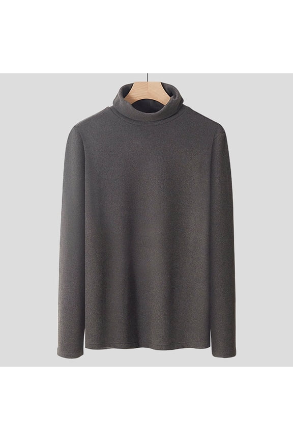 GUZOM Men's M Dark Gray Turtleneck Long Sleeve Top,100% Polyester,Soft Comfortable,Machine Washable Quick-Drying,Warm Classic Design for Fall/Winter Daily & Office Wear