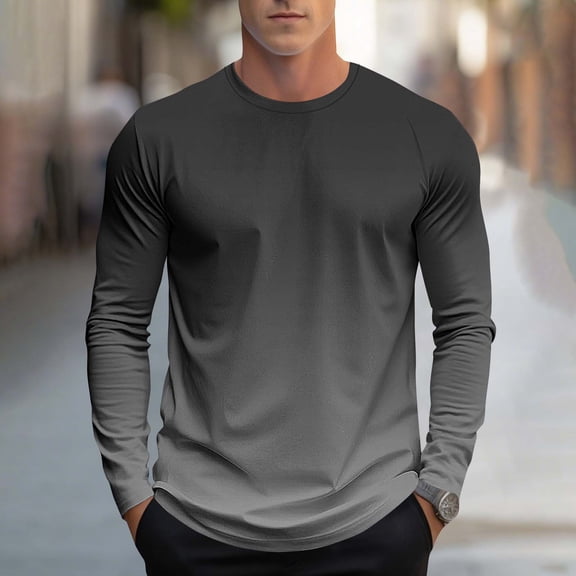 GUZOM Men's M Gray Polycotton Long Sleeve T-Shirt,Soft Breathable,Versatile for Casual & Workout