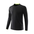 thumbnail image 1 of SYMOID Men's Moisture Wicking Long Sleeve Sports Top - Black, Size M, Quick Dry Stretch Athletic Shirt with Neon Green Accents for Gym, Running & Daily Casual Wear, 1 of 5