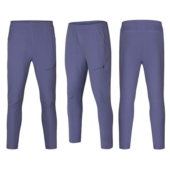 SYMOID Men's Nylon Pants - Blue, Size 2XL | Quick-Dry Breathable Lightweight, Elastic Waist & Zippered Pockets, Slim-Fit for Outdoor/Gym/Everyday Wear