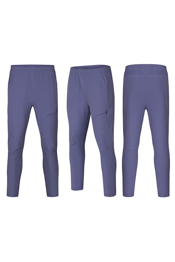 Men's Nylon Pants - Blue, Size 2XL | Quick-Dry Breathable Lightweight, Elastic Waist & Zippered Pockets, Slim-Fit for Outdoor/Gym/Everyday Wear