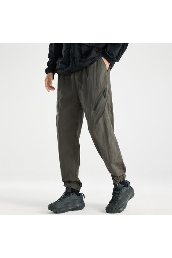Men's Nylon Spandex Jogger Pants - Army Green Size XS, Elastic Cuff for Daily & Light Outdoor Use