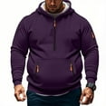 thumbnail image 1 of SYMOID Men's Quarter Zip Hoodie Stretchy Athletic Pullover with Zippered Pockets | Lightweight Performance Gym Hoodie for Casual Wear Purple Size M, 1 of 5