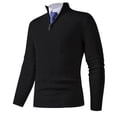 thumbnail image 1 of SYMOID Men's Black Half-Zip Sweater Size M - 100% Polyester, Stand-Up Collar, Long Sleeve Textured Knit, Warm & Versatile for Casual/Office Outings, 1 of 7