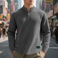thumbnail image 1 of SYMOID Men's Quarter Zip Sweater Pullover, Waffle Knit Thermal Mock Neck Long Sleeve Top | Slim Fit Stretch Comfort | Dark Gray Size M, 1 of 8