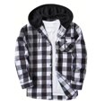 thumbnail image 1 of SYMOID Men's S Size Gray Hooded Plaid Shirt - Soft Breathable Polyester-Cotton, Long Sleeve Button-Front with Chest Pocket, Casual Daily Wear for Outdoor & Layering, 1 of 5