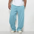 thumbnail image 1 of SYMOID Men's Size S Sky Blue Joggers - 100% Polyester Quick-Drying Wrinkle-Resistant with Adjustable Drawstring Waist for Casual Everyday Wear, 1 of 7