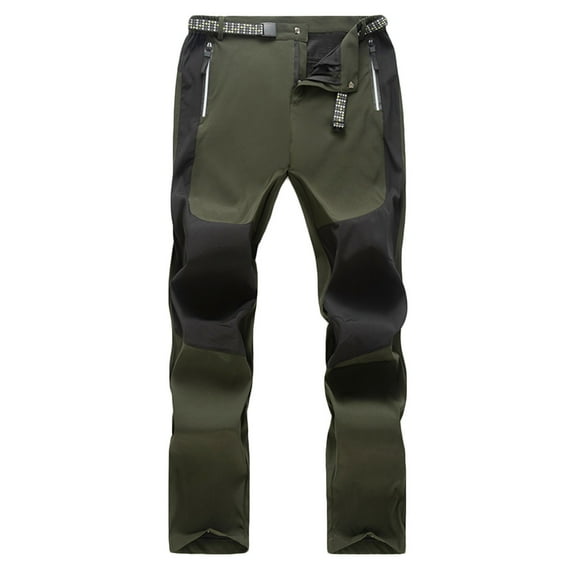 SYMOID Men's Stretchy Outdoor Pants Army Green Size XL - Nylon Spandex, Water Resistant, Reinforced Knees & Zippered Pockets for Hiking