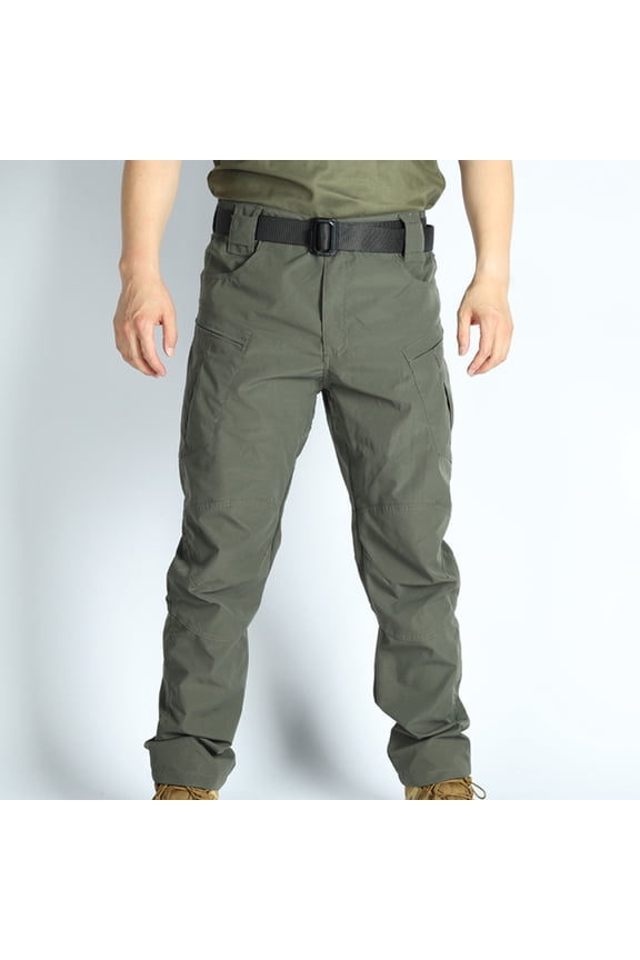 Men's Tactical Cargo Pants - Size 2XL, Nylon-Spandex Blend, Multiple Pockets & Reinforced Knees, Adjustable Waist - Green