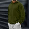 thumbnail image 1 of SYMOID Men's Ultra Soft Stretchy Polyester-Spandex Hoodie - Size L, Army Green - with Kangaroo Pocket, Adjustable Hood for Casual Lounge Outdoor, 1 of 7