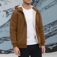 thumbnail image 1 of SYMOID Men's Warm Sherpa Lined Hooded Jacket - Coffee, Full Zip, Polyester Spandex, Regular Fit, Adjustable Hood, Ribbed Hem, Casual Daily/Outdoor Wear, Size XL, 1 of 6