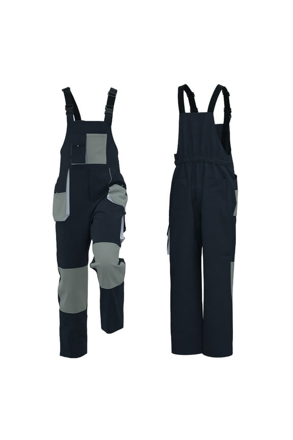 Men's Work Overalls Dark Blue Size XL - Nylon Spandex Blend, Durable Stretchy with Reinforced Knees & Multiple Pockets, Ideal for Construction/DIY/Garage Work