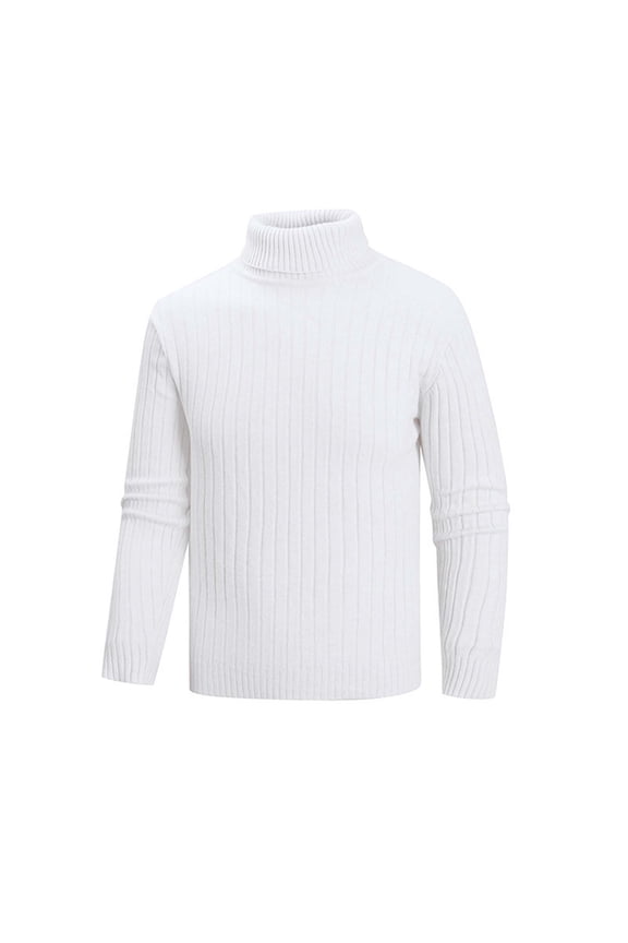 Mens 2XL Turtleneck Sweater - Cotton Blend Knit, Ribbed Texture, Warm for Fall Winter, White, Durable for Everyday Layering & Affordable
