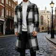 thumbnail image 1 of SYMOID Mens Black Plaid Trench Coat - 50% Wool & 50% Polyester, Knee-Length Tailored Fit, Warm for Cool Seasons with Flap Pockets & Button Closure,Size M, 1 of 6