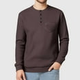 thumbnail image 1 of SYMOID Mens Brown Long Sleeve Waffle Knit Henley Shirt - Soft & Stretchy, with Chest Pocket & 4-Button Placket, S-XXL Sizes for Casual Wear & Fall/Spring Layering,Size XL, 1 of 7
