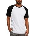 thumbnail image 1 of SYMOID Mens Casual Short Sleeve T-Shirts, Solid Color Contrast Sleeve Raglan Tee, Breathable Polyester Spandex Blend, Regular Fit Crew Neck Shirts for Men,White,Size M, 1 of 6