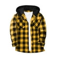 thumbnail image 1 of SYMOID Mens Flannel Hooded Shirt - Yellow, Long Sleeve Button Front, Soft Poly-Cotton Blend, Relaxed Fit with Adjustable Hood & Chest Pockets,Size 2XL, 1 of 5