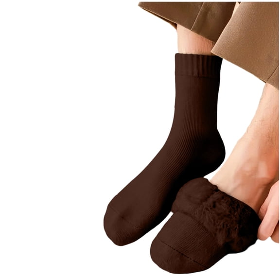 SYMOID Mens Fuzzy Crew Socks Fleece Lined Thermal Warm Winter Socks for Cold Weather