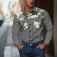thumbnail image 1 of SYMOID Mens Gray Long Sleeve Button Down Shirt - Stretchy 95% Polyester 5% Spandex, Camouflage Accent, Big & Tall S-XXXXXL, Casual/Outdoor Easy Care,Size 5XL, 1 of 5