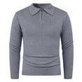 thumbnail image 1 of SYMOID Mens Gray Long Sleeve Half Zip Polo Sweater - Soft Acrylic, Slightly Fitted, Smart Casual for Daily/Office, Sizes M-XXXL,Size XL, 1 of 4