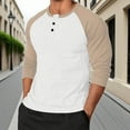 thumbnail image 1 of SYMOID Mens Khaki Henley Shirt - Raglan Sleeve Soft Stretch Color Block Casual Wear for Daily/Outdoor Use (S to XXXL),Size XL, 1 of 4