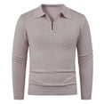 thumbnail image 1 of SYMOID Mens Khaki Polo Collar Half Zip Sweater - Long Sleeve Soft Acrylic, Slightly Fitted Smart Casual for Daily/Weekend, Sizes M-XXXL,Size L, 1 of 4