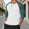 thumbnail image 1 of SYMOID Mens Light Blue Raglan Sleeve Henley Shirt - Soft Stretch Color Block Casual Wear for Daily/Outdoor Use (S to XXXL),Size S, 1 of 2