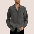 thumbnail image 1 of SYMOID Mens Long Sleeve Button-Down Casual Shirt - Dark Gray, 100% Polyester Relaxed Fit, Wrinkle-Resistant, Machine Washable, with Chest Pocket, Sizes M-XXXXXL,Size 3XL, 1 of 6