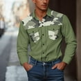 thumbnail image 1 of SYMOID Mens Long Sleeve Button Down Shirt - Camouflage Accent Army Green, Stretchy 95% Polyester 5% Spandex, Big & Tall S-XXXXXL, Casual Outdoor Easy Care,Size XL, 1 of 5