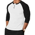 thumbnail image 1 of SYMOID Mens Long Sleeve Henley Shirt - White Raglan Sleeve, Soft Stretch Polyester-Spandex, Inclusive Sizes M-XXXXXL for Casual Daily Wear & Layering,Size L, 1 of 6