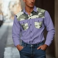 thumbnail image 1 of SYMOID Mens Purple Long Sleeve Button Down Shirt - Stretchy 95% Polyester 5% Spandex, Camouflage Accent, Big & Tall S-XXXXXL, Casual/Outdoor Easy Care,Size M, 1 of 5