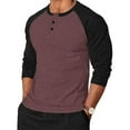 thumbnail image 1 of SYMOID Mens Raglan Henley Shirt - Wine Long Sleeve, Soft Stretch Polyester-Spandex, Inclusive Sizes M-XXXXXL for Casual Daily & Layering,Size 2XL, 1 of 6