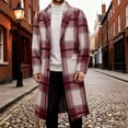 thumbnail image 1 of SYMOID Mens Red Plaid Coat - Trench Design, 50% Wool & Polyester Blend, Knee-Length Tailored Fit, Warm for Cool Seasons with Flap Pockets & Button Closure,Size M, 1 of 5