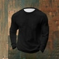 thumbnail image 1 of SYMOID Mens Waffle Knit Long Sleeve Shirt - Slim Fit Crew Neck, Stretch & Breathable, Black, Sizes S to XXXXXL,Size M, 1 of 6