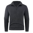 thumbnail image 1 of SYMOID Mens Warm 100% Polyester Half-Zip Pullover - Dark Gray Stand-Up Collar Top for Cool Weather/Casual/Lounging, Sizes M-XXXXL,Size L, 1 of 6