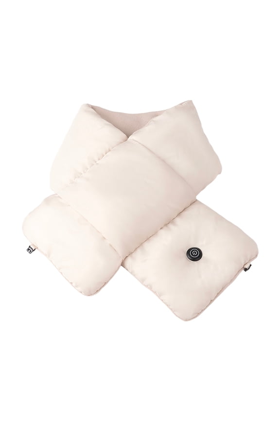 Mens White Heated Scarf - Polyester Soft Plush, Instant Heat for Winter Outdoor/Office, Free Size Cross-Wrap Neck Scarf,Size Free Size