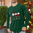 thumbnail image 1 of SYMOID Pajamas Mens Christmas Long Sleeve Shirt with Wine Glass Graphic - Army Green, Soft Stretch (60%Poly/35%Cotton/5%Spandex), M-XXXXL, Festive Holiday Casual Top,Size XL, 1 of 4