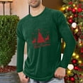 thumbnail image 1 of SYMOID Pajamas Mens Christmas Long Sleeve T-Shirt - Army Green, Relaxed Fit Crew Neck with Reindeer/Christmas Tree Graphic, Soft Stretch for Holiday Parties & Daily Wear,Size L, 1 of 4