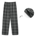 thumbnail image 1 of SYMOID Pajamas Mens Gray Plaid Sleep Pants - Nylon Spandex Blend, Elastic Waist, Straight Leg with Side Pockets, Soft Stretch, L-XXXXL for Home Lounging & Sleeping,Size XL, 1 of 3