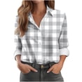 thumbnail image 1 of SYMOID Plaid Blouses for Women Long Sleeve Collared Juniors Girls Casual Shirts Top,Gray,Size S, 1 of 4