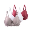 thumbnail image 1 of SYMOID Plus Size 3 Pack Womens Bras - 44C (110C), Wine, Lace, Molded Cup, Adjustable Straps, Comfortable & Supportive for Curvy/Large Busts, 1 of 8