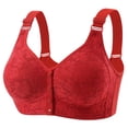 thumbnail image 1 of SYMOID Plus Size Front Closure Bra Red Lace No Underwire Full Coverage Womens Comfort Wireless Bra,Size 40, 1 of 3