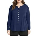thumbnail image 1 of SYMOID Plus Size Shirts Tops for Women Oversized Solid Women's Summer 2025 Leisure Short Sleeve Tunics Blouses,Navy,Size XL, 1 of 5