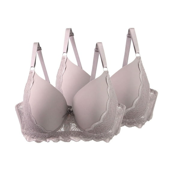 SYMOID Plus Size Women's 2 Pack Wireless Bras - 46C (115C) Beige, Full Figure Comfortable with Lace Trim & Adjustable Straps