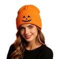 thumbnail image 1 of SYMOID Pumpkin Beanie Embroidered Cuffed Knit Yellow Unisex Hall-oween Winter Hats,Size, 1 of 5