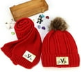 thumbnail image 1 of SYMOID Red Unisex Kids 3T Beanie & Scarf Set - Warm Acrylic Knit with Pom Pom, Cold Weather Winter Hat Scarf for 3 Year Olds,Size 3 T, 1 of 6