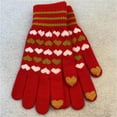 thumbnail image 1 of SYMOID Red Winter Knit Gloves for Women - Acrylic Touchscreen Gloves with Heart Pattern & Striped Cuffs for Fall Winter Daily Use,Size Free Size, 1 of 3